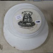 A collection of Victorian ceramic weighing scale dishes, including J.White & Son of