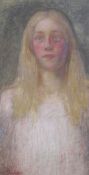 William Shackleton (1872-1933)two oils on cardPortraits of a girl,one signed and dated 1900,12 x 6.