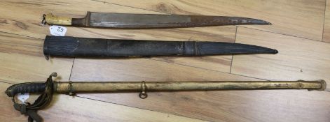 A 19th century silver and shagreen Oriental sword and a 19th century dress sword longest 101cm