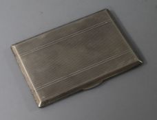 A modern sterling silver engine turned cigarette case, 12.5cm.