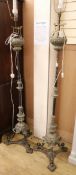 A pair of electroplated standard lamps Width of base 48cm