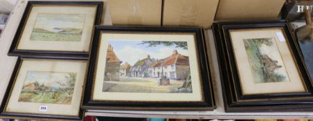 R.C. Tuppen and others, eight watercolours, views of Sussex towns including Steyning, Wadhurst and