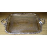 A silver plated two handled tray W.76cm x D.46cm