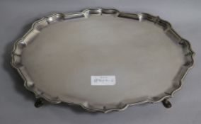 A 1960's silver shaped oval salver, C.J. Vander Ltd, London, 1962, 40.7cm.