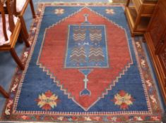 An old Kazak Rug and another (repaired) W.216cm x 180cm and 216cm x 120cm