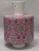 A large cylindrical pink ground vase, signed Eric Robin H.52cm.