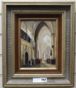 Y. Beekhout, oil on panel, Cathedral interior, signed, 9 x 6.75in.