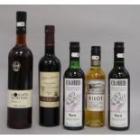 Five bottles of Muscat, Semillion, Pedro Ximenez aged 12 yrs, Moscatel de Setubal