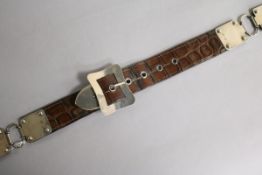 An Edwardian silver mounted leather belt by Army & Navy Cooperative Society Ltd, London, 1905,