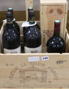 Two magnums of Chateau La Tour Carnet, Haut Medoc, 1985, three magnums of Puisseguin-St Emilion,