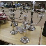 Two pairs of plated candelabra (a.f.)