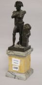 A French bronze and marble figure of Napoleon height 36cm