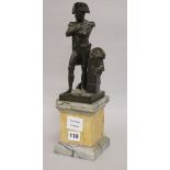 A French bronze and marble figure of Napoleon height 36cm