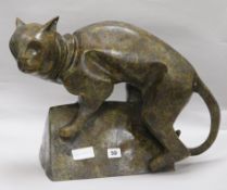 A contemporary bronze of a cat H.38cm x W.47cm