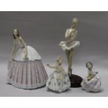 A Lladro ballerina and dancer, two children