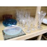 A Victorian ale glass and other glassware