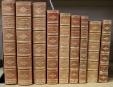 Nine vols of fine red Morocco bindings