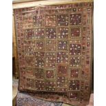 A large Indian mirror mounted embroidered wall hanging 236cm x 178cm