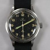 A gentleman's 1950's stainless steel Omega RAF pilot's military wrist watch, ref. 2777-1, movement