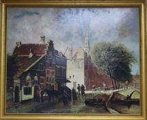 J. H. Van der Weide, oil on board, Flemish street scene, signed and dated '74, 23 x 29in.