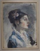 After Anders Zorn, watercolour, portrait of a lady, bears signature and date 1901, 8 x 6in.