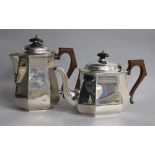 A George V silver teapot and hot water jug, William Neale & Son Ltd, Birmingham, 1930.