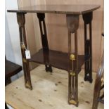 An Art Nouveau occasional table and an elbow chair Table width 64cm