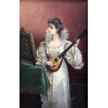 Emile Gambogioil on canvasLady playing a mandolin,monogrammed26 x 17in.