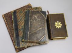 A finely illustrated 1830's ladies journal, a 1860's diary, hand written cookery book and a gilt