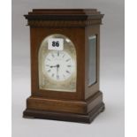 A mahogany mantel clock