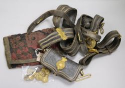 An early 19th century Military Indian Army pouch sword belt and buttons and a cabinet photograph