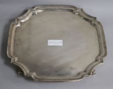 A George V silver shaped square salver, Viner's Ltd, London, 1935, 34.3cm.