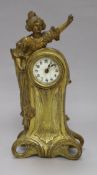 An Art Nouveau gilt clock height 26cm