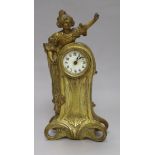 An Art Nouveau gilt clock height 26cm