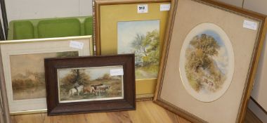 Four 19th and early 20th century watercolours by W.H., R.H. Bailey, T. Wild and E.B., largest 30 x