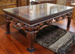 Two Chinese hardwood rectangular coffee tables W.107cm and W.122cm