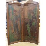 An Arts & Crafts two-fold screen H.91cm x W.34cm