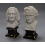 A pair of ceramic models of composers, Berlioz and Lizt