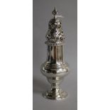 An Edwardian silver sugar caster by Vale Brothers & Sermon, Chester, 1908, 22cm, 7.5 oz.