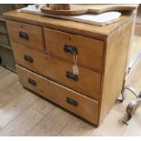 A pine four drawer chest. W.90cm