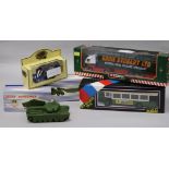 A Dinky Tank Transporter (660), a Dinky Centurion Tank (651), both mint in boxes and three other