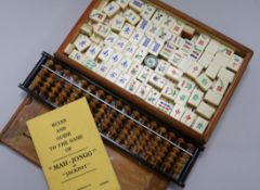 A Mahjong set and an abacus Mahjong box W.26cm x D.18cm
