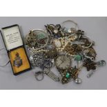 A quantity of assorted jewellery including costume, silver etc. and an Elgin pocket watch.