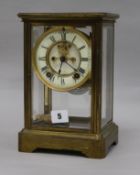 A French four glass mantel clock H.25cm