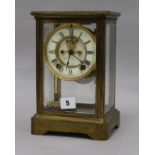A French four glass mantel clock H.25cm