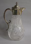 An Edwardian silver mounted cut glass claret jug, Latham & Morton, Birmingham, 1901, 28.5cm.