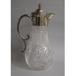 An Edwardian silver mounted cut glass claret jug, Latham & Morton, Birmingham, 1901, 28.5cm.