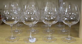 A set of twelve Riedel burgundy glasses height 21cm