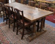 An oak refectory table W.220cm