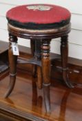 A Victorian mahogany piano stool W.35cm